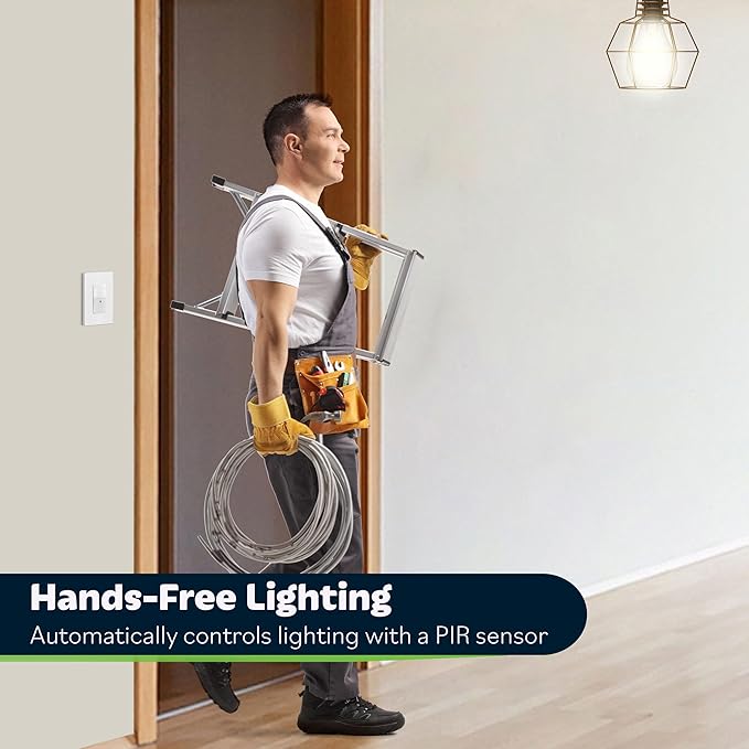 TOPGREENER Motion Sensor Switch, PIR Sensor with Ambient Light Level, Occupancy & Vacancy Modes, No Neutral Required, Ground Wire Required, 150W LED/CFL, Single Pole, TDOS5-JM-W-6PCS, White, 6 Pack