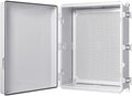 Gratury Junction Box, IP67 Waterproof Plastic Enclosure for Electrical Project, Hinged Grey Cover, Includes Mounting Plate and Wall Bracket 510×410×200mm (20"×16.1"×7.9")