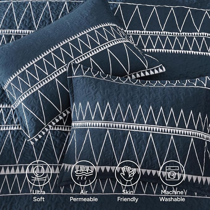 Navy Oversized Super King Plus Quilt Set - Image 5
