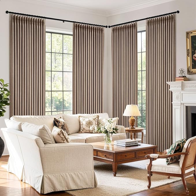 MIULEE Pinch Pleated 100% Blackout Curtains 40"x90" Long Linen 4 Panels Set | - Image 6