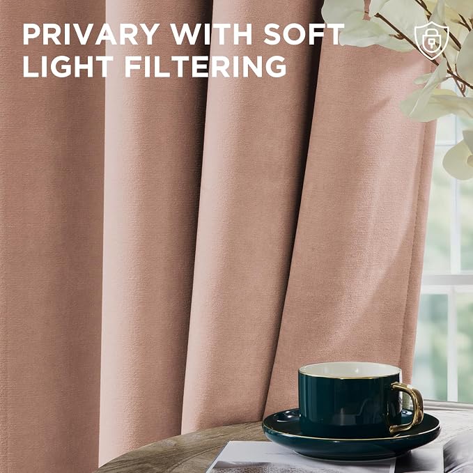 Joydeco Velvet Blackout Curtains Black Out Curtain 84 Inch Drapes | - Image 6