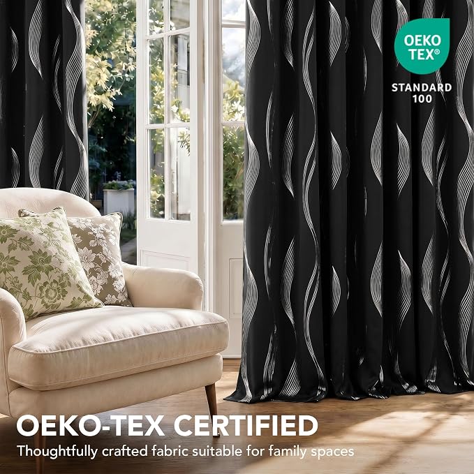 Deconovo Curtains for Living Room, Pattern Blackout Curtains 84 Inches Long | - Image 5