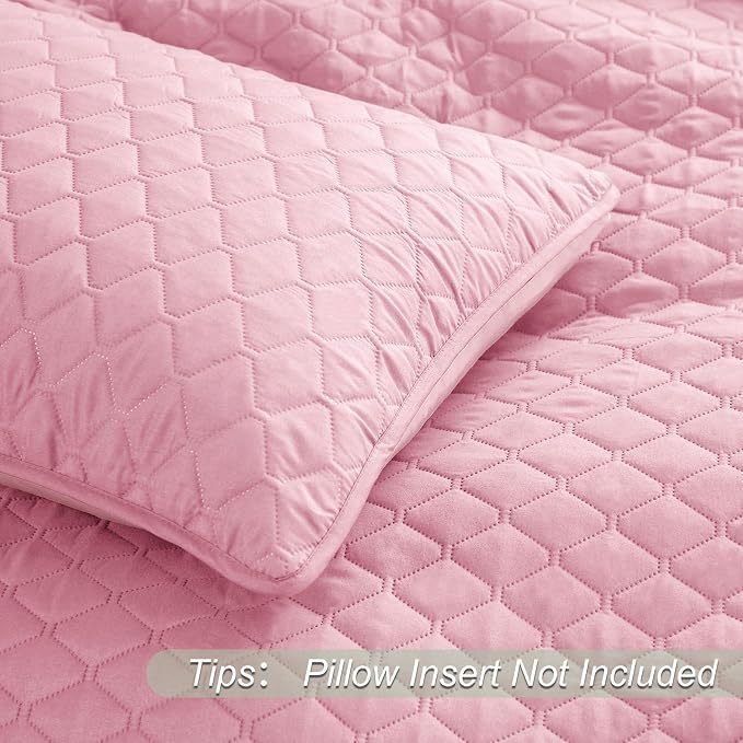 Exclusivo Mezcla Reversible Twin Quilt Bedding Set, Bright Pink | Lightweight - Image 5