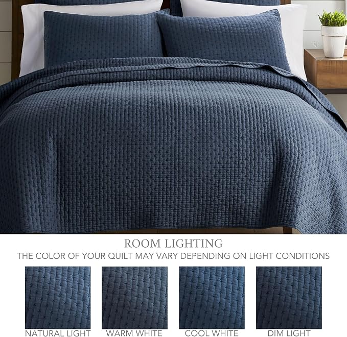 Levtex Home Cross Stitch Reversible King/Cal King Quilt Set and 2 Pillow Shams - Image 4