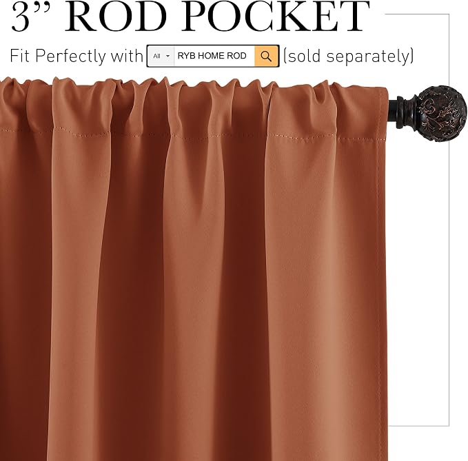 RYB HOME RV Curtains for Camper Windows, Mini Small Blackout Curtain Tiers | - Image 2