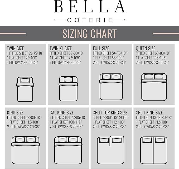 Bella Coterie Luxury Bamboo Viscose 34” Split Top King Size Sheet Set | 1 Fitted Sheet for Sleep Number & Adjustable Beds | 100% Organically Grown | Cooling & Soft | 18” Deep Pocket [White]