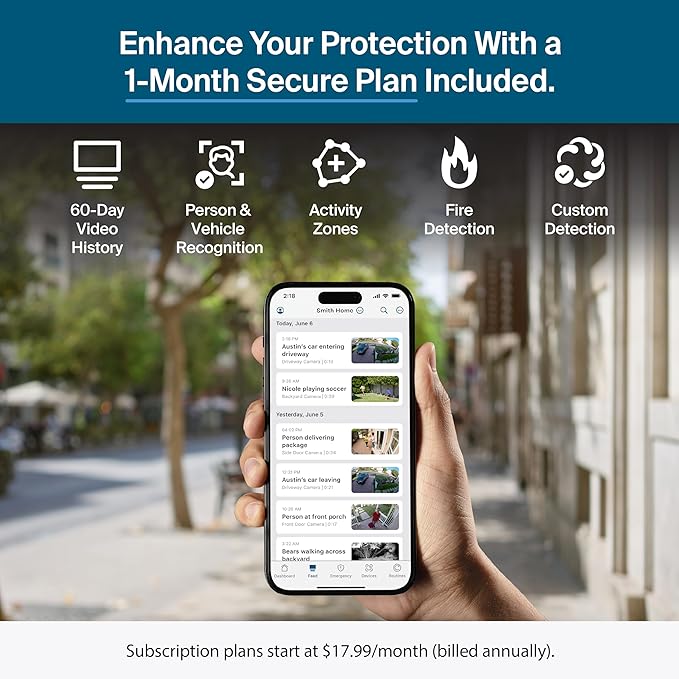Arlo Pro Security Camera 2K HDR (6th Gen, 2025 Release) - Wireless Outdoor Camera, Rechargeable Removeable Battery, Event Captions, Emergency Response, 1-Month Trial of Secure Plan, 4 Cam, White
