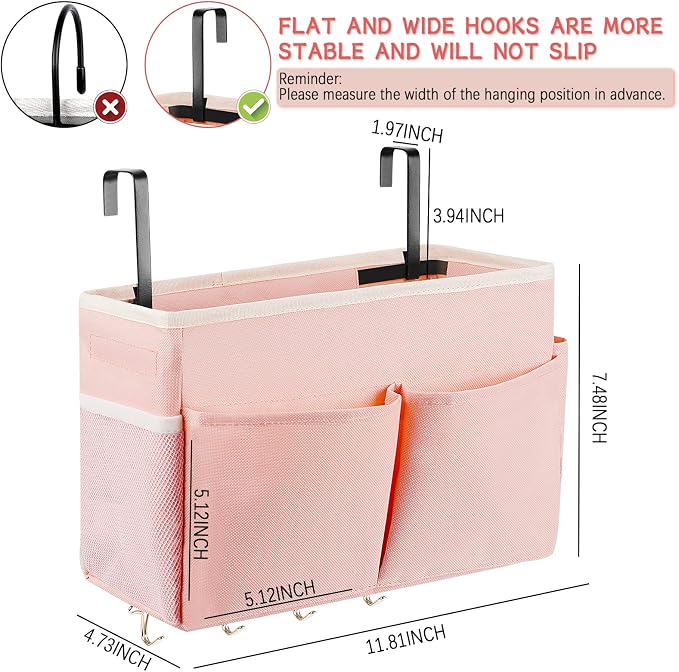 Bedside Caddy Organizer 5 Pockets and 4 Hooks - Image 2