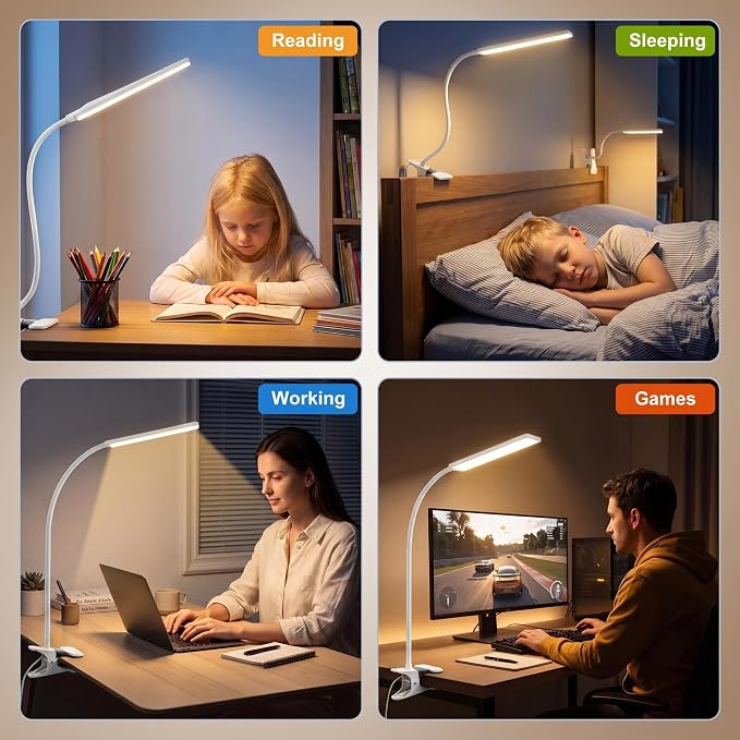 Vansuny Clip on LED Desk Lamp, Eye-Caring USB Reading Light - Image 6
