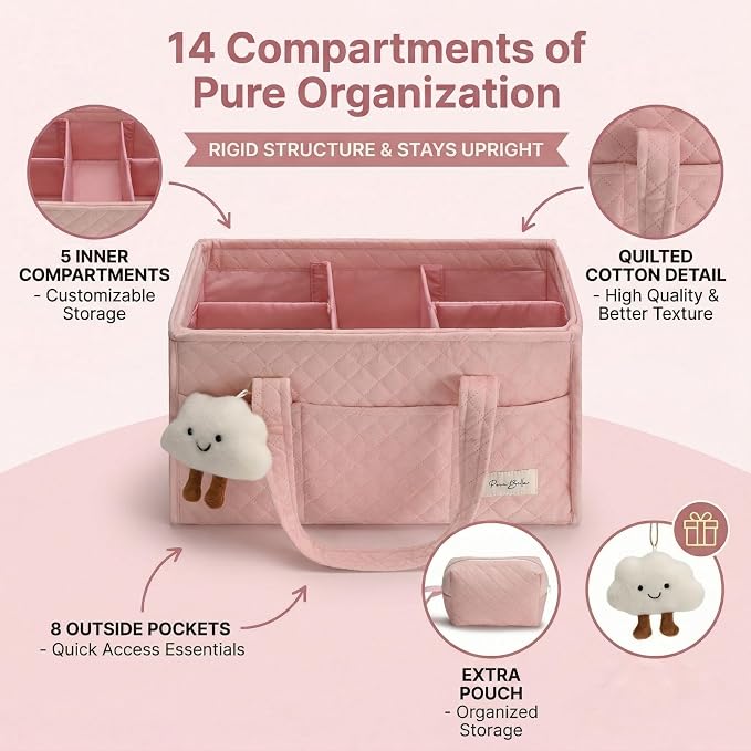 Baby Diaper Caddy Organizer, Baby Basket Shower Gift, Portable Changing Table - Image 2