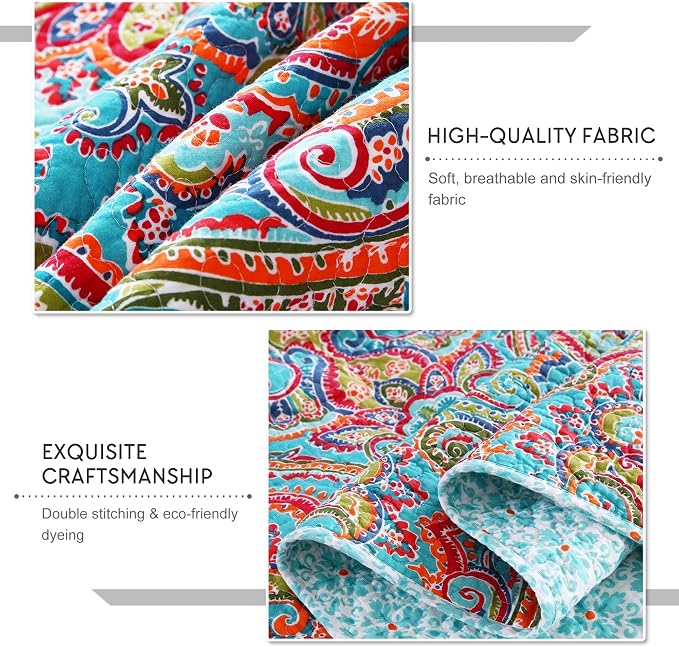 3-Piece Bedspread Quilt Set Oversized Reversible Quilted Bedding Cotton - Image 5