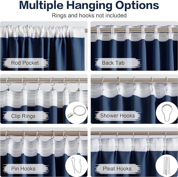 Blackout Curtains Thermal Insulated Blackout Drapes Window Treatment Panels - Image 3