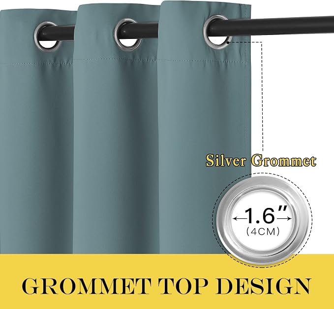 NICETOWN Blackout Greyish Blue Curtain - Image 2
