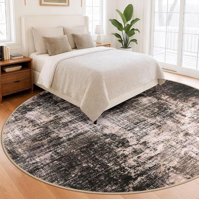 Abstract Round Area Rug 8 Ft Washable Circle Rugs Large Round Rug Non Slip Thin - Image 8