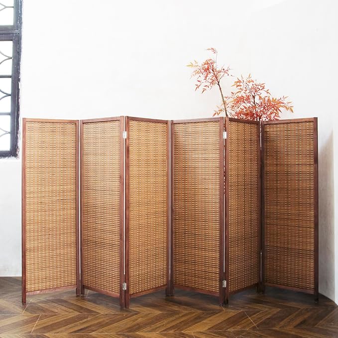 6 Panel Short Room Divider Screen, Small Bamboo Panel Divider - Image 4
