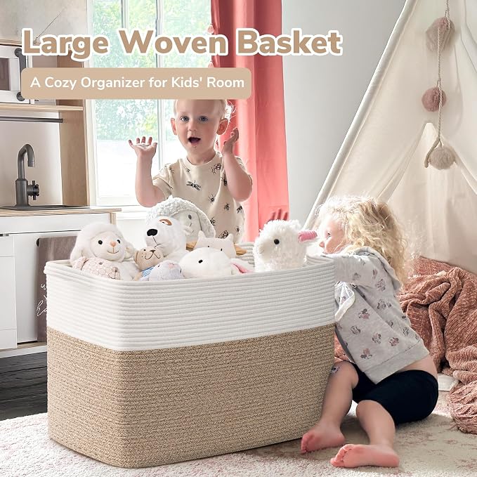 Goodpick 105L Extra Large Woven Rope Blanket Basket, Toys & Pillows, Living - Image 2