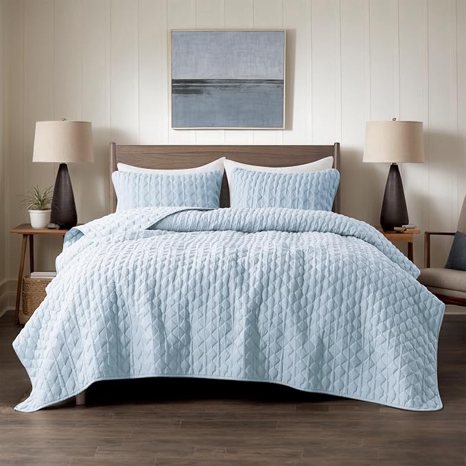 WDCOZY Light Blue Quilt King Size Bedding Set - Image 2