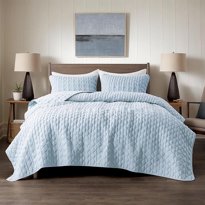 WDCOZY Light Blue Quilt Twin Size Bedding Set - Image 2