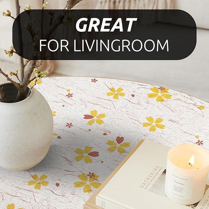 RAY STAR 18X96 Inch Shelf Liner for Kitchen Cabinets, Non-Adhesive Cabinet Liner Washable, PVC Drawer Liner for Dresser Non-Slip Bathroom (Yellow-Floral)(5 Roll)