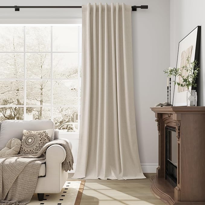 Sand Linen 100% Blackout Drapes Curtains 84 Inches Long - Image 6