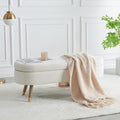 IAFIKE Oval Storage Bench 43.5" Ottoman Bench Upholstered Boucle Fabric by ABrandwithtemperature