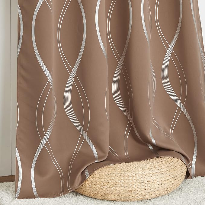 NICETOWN Blackout Curtains for Bedroom, Foil Printed Wave Lines Energy Saving - Image 7