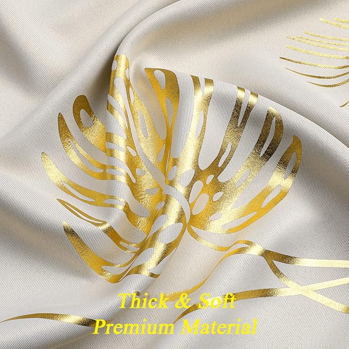 Elegant Palm Tree Leaf and Wheat Pattern Blackout Curtains Foil Print Room - Image 5