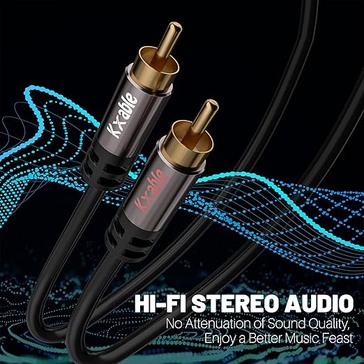 RCA Cable 125FT, 2RCA Male to 2RCA Male Stereo Audio Cable,【Oxygen-Free Copper, Hi-Fi Sound, Double Shielded】2 RCA Car Audio Subwoofer Cord for Home Theater, HDTV, Amplifier, Hi-Fi System, Speaker
