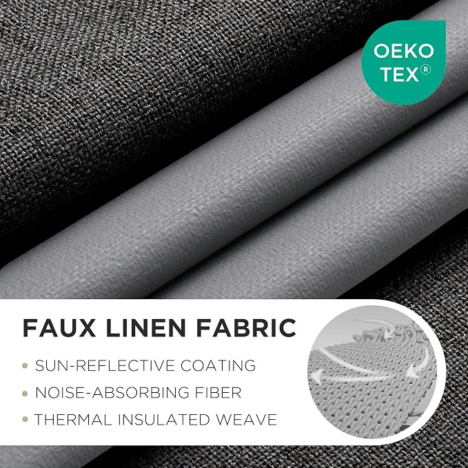 Joydeco Charcoal Grey Blackout Curtains 84 Inches Long, Curtains 84 Inch Length - Image 2