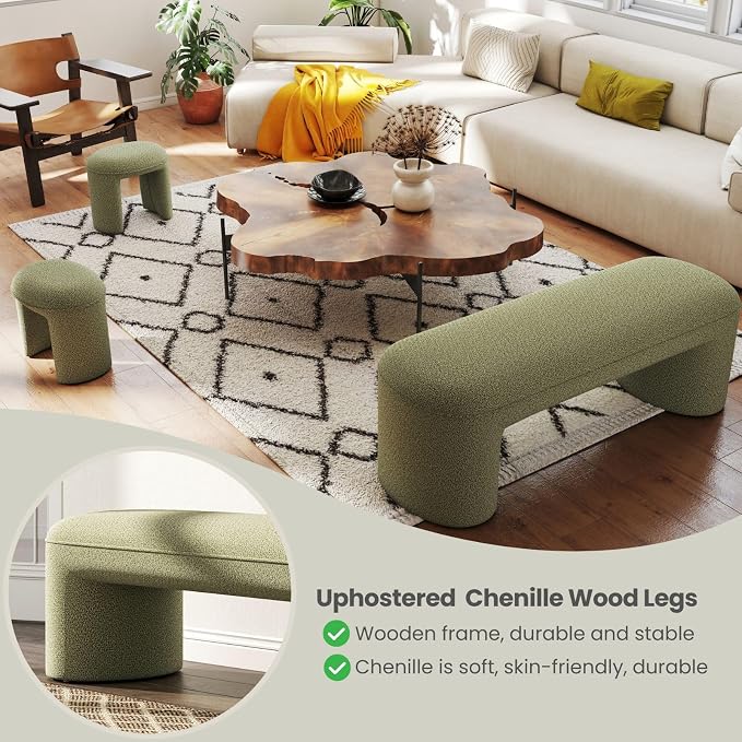 53" Chenille End of Bed Bench Set - Image 3
