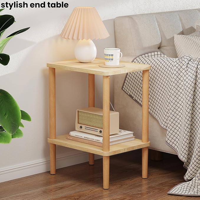 Solid Wood Side Table, Small End Table, Narrow Nightstand Bedside Table | - Image 2