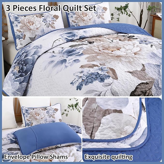 WONGS BEDDING Quilt King Size, Soft Microfiber Lightweight Bedspread Bedding Set - Image 5