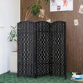 3 Panel Black Rattan Room Divider by Furnnylane