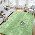 8x10 Fluffy Area Rug for Living Room: Non-Slip Light Green Bedroom Carpet | by Oriannal