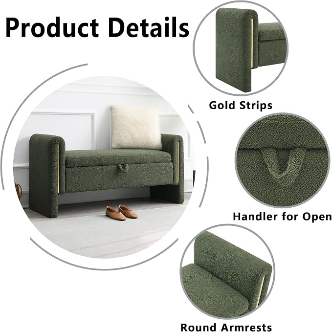 HRVEOCEI Upholstered Storage Bench - Image 3