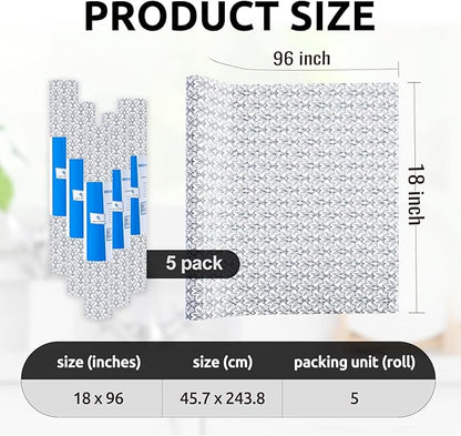 RAY STAR 18X96 Inch Shelf Liner for Kitchen Cabinets, Non-Adhesive Cabinet Liner Washable, PVC Drawer Liner for Dresser Non-Slip Bathroom (Black Floral)(5 Roll)