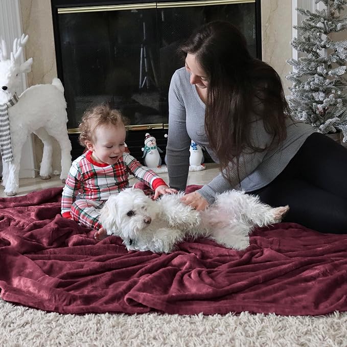 Bedsure GentleSoft Fleece Throw Blanket Burgundy Red - 300GSM Blankets for Couch, Sofa, Bed, Soft Lightweight Plush Cozy Throws for Toddlers, 50x60 inches