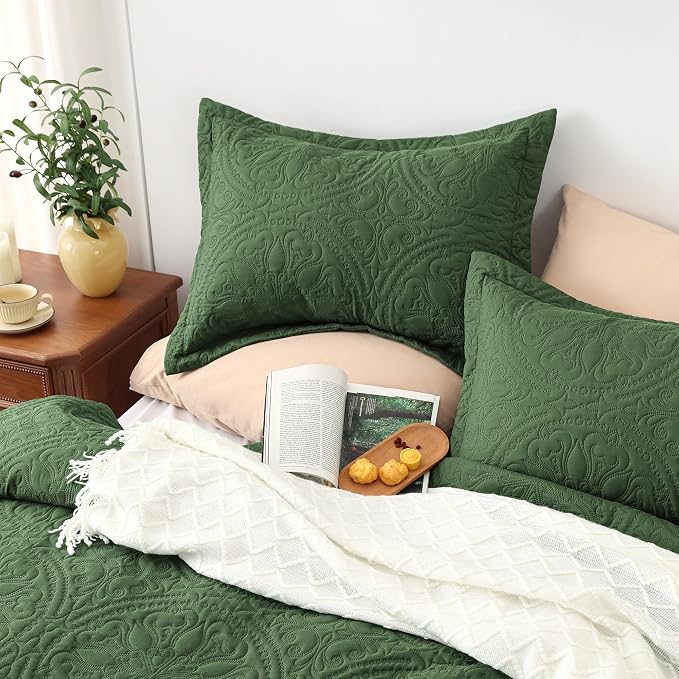 EXQ Home Quilt Set Full Queen Size Mandala Olive Green Bedspread | Bedding Set - Image 2