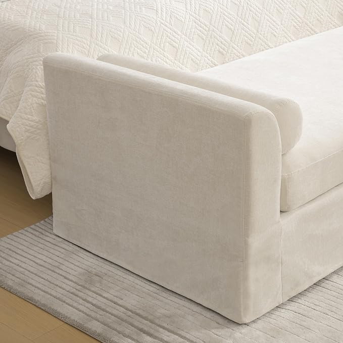 88.6" Beige Oversized Chaise Lounge Bench - Image 6
