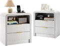Fluted Nightstand Set of 2 by Decofy