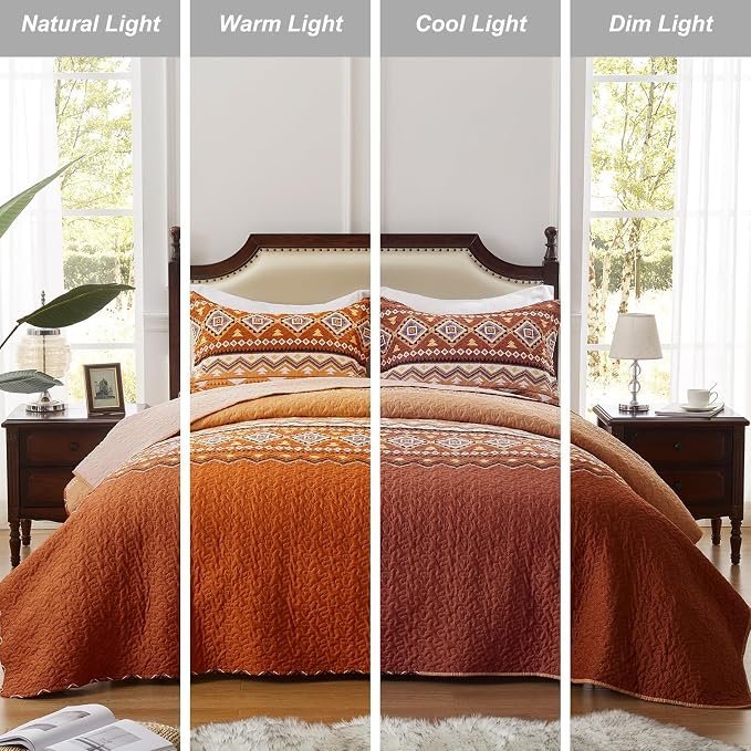 Quilt Set Full/Queen Size 3 Piece Bedspread Coverlet Lightweight Comforter - Image 2