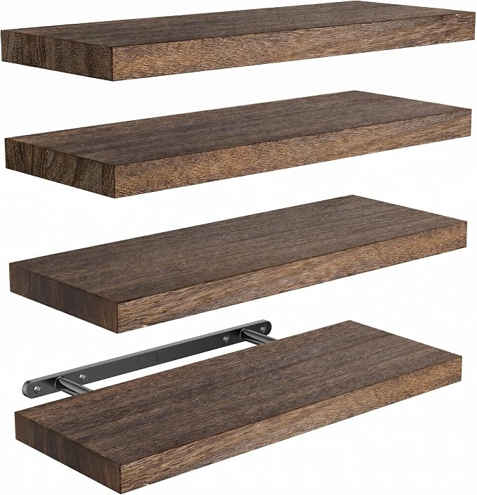 Amada Paulownia Wood Floating Shelves by AMADAHOMEFURNISHING