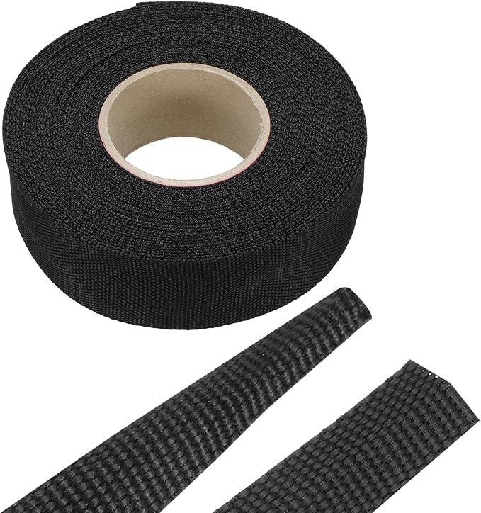 MECCANIXITY Braided Cable Sleeves Heat Shrinkable Fabric Sleeving, 1" 40ft Black 2:1 Ratio Heat Shrinkable Cord Protector for Harness Cable, Network Cable Protection, Cable Management