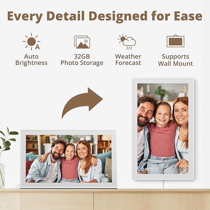 Dragon Touch Digital Calendar 21.5 Inch Touch Screen, Electronic Wall Calendar Chore Chart for Family Monthly/Weekly Planner, Interactive Display for Home Organization, Desk Mount Included - White
