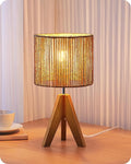 EDISHINE Small Rattan Table Lamp, Wood Tripod Bedside Lamp, E26 Base | Natural by EDISHINE