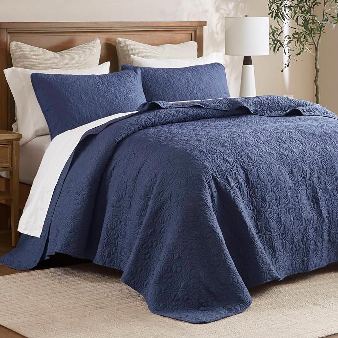 Madison Park Queen Quilt Bedding Set, Cottage-Inspired Damask, Classic Stitch - Image 10
