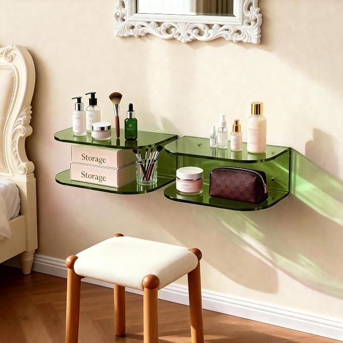 Acrylic Floating Nightstand, Wall Mounted Bedside Table Shelf - Image 6