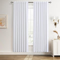 Beige White 100% Blackout Linen Curtains 80 Inches Long by Guken