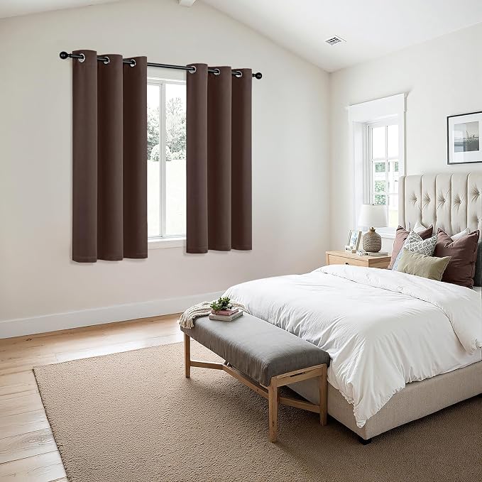 MIULEE Blackout Curtains for Bedroom 2 Panels 40 x 45 Inch Long Dark Brown | - Image 6