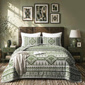 akkialla Reversible Green Boho King/Cal King Quilt Set, 2-Piece Bohemian Aztec by akkialla